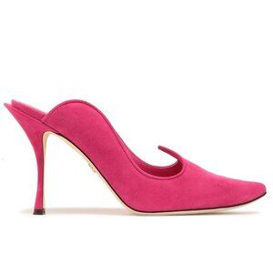 DOLCE & GABBANA SHOES PINK SUEDE LEATHER MULES HIGH HEEL $675 sz 37.5 7.5